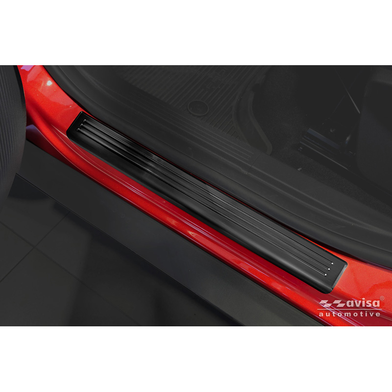 Avisa Seuils de portes inoxydable noir sur mesure pour Opel Frontera (EV) 2024- - 'Lines' - 4-pièces