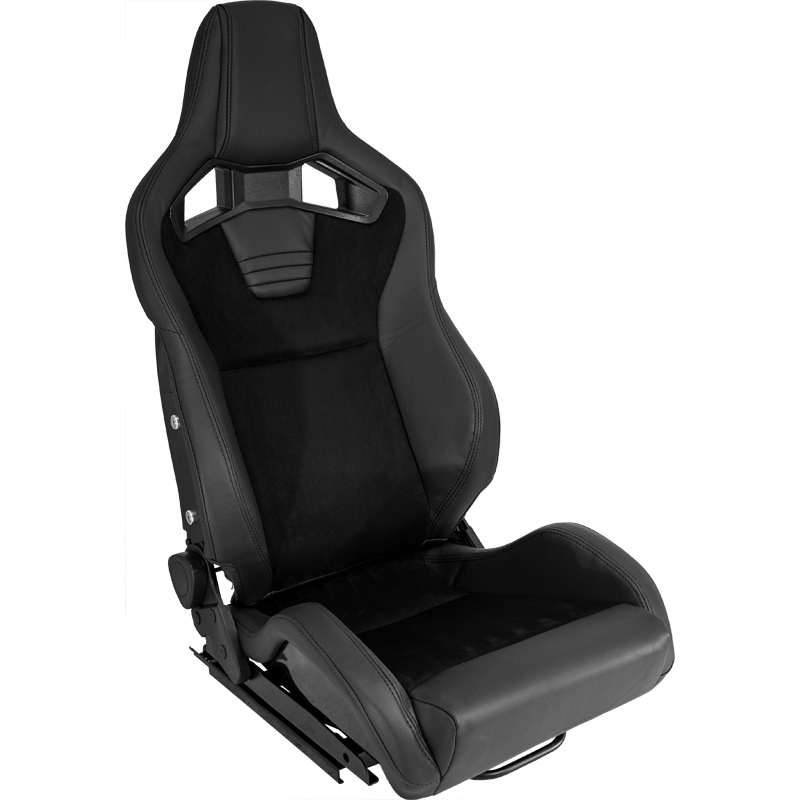 Siège baquet 'NK Premium' - Suede Noir + Cuir simili noir - Dossier régable en polyester - incl. glissières