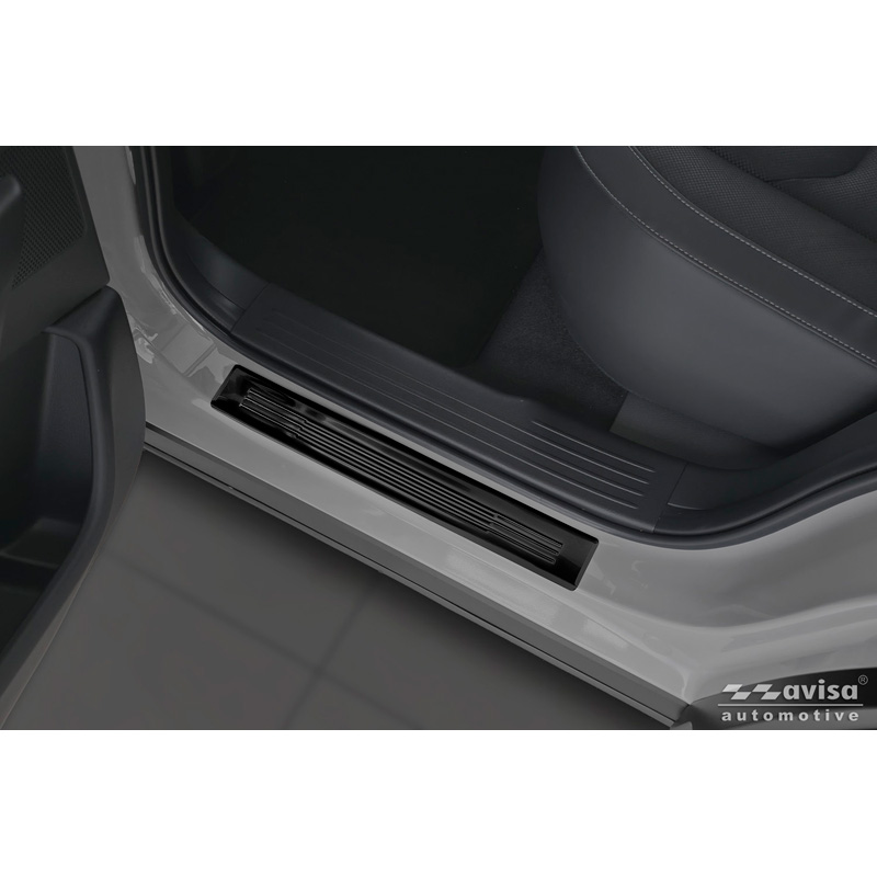 Avisa Seuils de portes inoxydable noir sur mesure pour Mazda CX-5 III 2025- - 'Lines' - 4-pièces