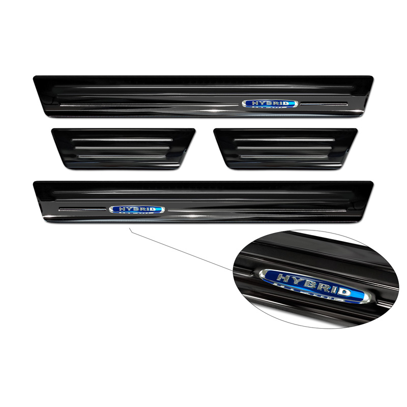 Seuils de portes inoxydable noir sur mesure pour Toyota Yaris 2020- incl. Facelift, excl. GR / Toyota Yaris Cross 2021- / Toyota C-HR II 2023- 'Hybrid' - 4-pièces