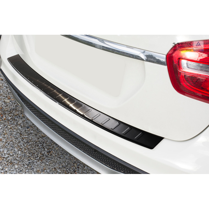 Protection de seuil arrière inox noir sur mesure pour Mercedes GLA 2013-2020 'Ribs'