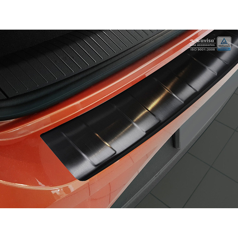 Protection de seuil arrière inox noir sur mesure pour Volkswagen T-Roc 2017-2022 & Facelift 2022- incl. Cabrio 'Ribs'