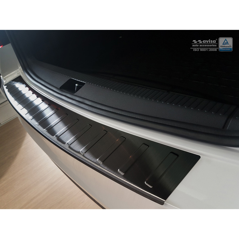 Protection de seuil arrière inox noir sur mesure pour Skoda Octavia III Kombi 2013-2016 'Ribs'