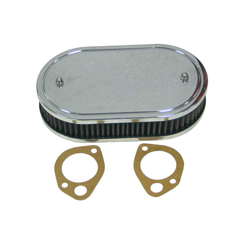K&N Filtre à Air ovale sur mesure pour carburateur Dellorto DHLA 40,45,48, Mikuni-Solex 40,44,48 PHH, Weber DCOE 45,48, Hauteur d'assemblage 47mm (56-1330)