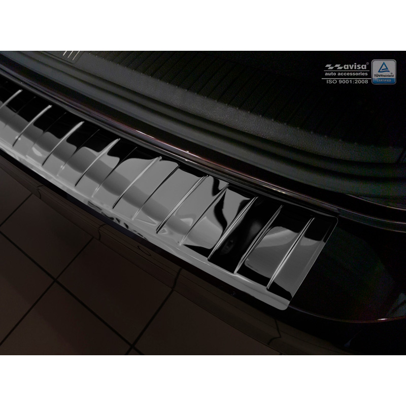 Protection de seuil arrière inox Noir-Chromé sur mesure pour Volkswagen Passat 3G Variant 2014-2023 incl. Alltrack 'Ribs'