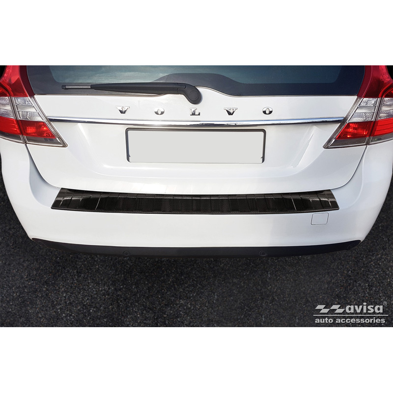 Protection de seuil arrière carboné 3D sur mesure pour Volvo V70 III Facelift 2013-2016 'Ribs'