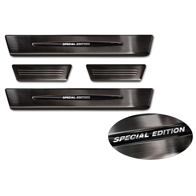 Seuils de portes inoxydable noir sur mesure pour Renault Megane E-Tech 2022- - 'Special Edition' - 4-pièces
