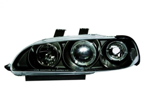 Phares Honda Civic 92-95 4 door Angel Eyes noire