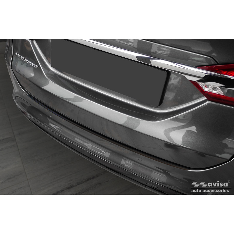 Protection de seuil arrière inox noir sur mesure pour FFord Mondeo V Hatchback/Sedan 2014-2019 & FL 2019- 'Ribs'