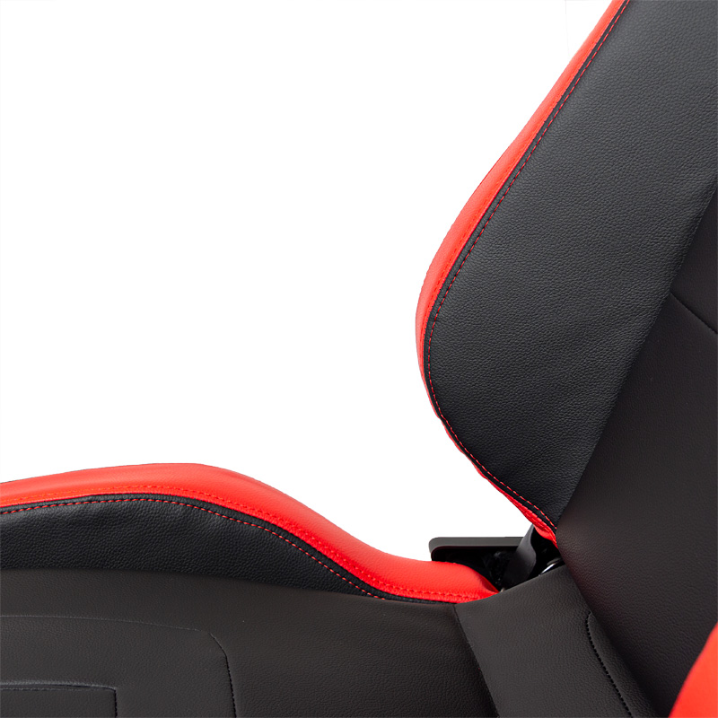 Siège baquet 'RS6-II' - Noir-Mattes/Simili Cuir Rouge - Dossier réglable - incl. glissières