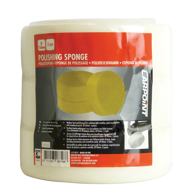 Carpoint Set de Tampons de Polissage 150mm Blanc/Moyen - 3-pièces