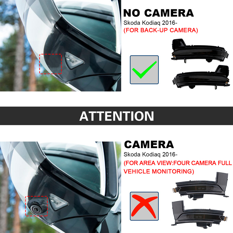 Set de Clignotants de Rétroviseurs LED sur mesure pour Skoda Karoq 2017- & Kodiaq 2017- - Fumée - incl. Feux Dynamiques