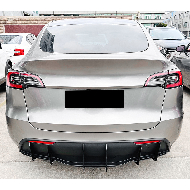 Lames de pare-chocs arrière (diffuseur) sur mesure pour Tesla Model Y 2019- (ABS Noir luisant)