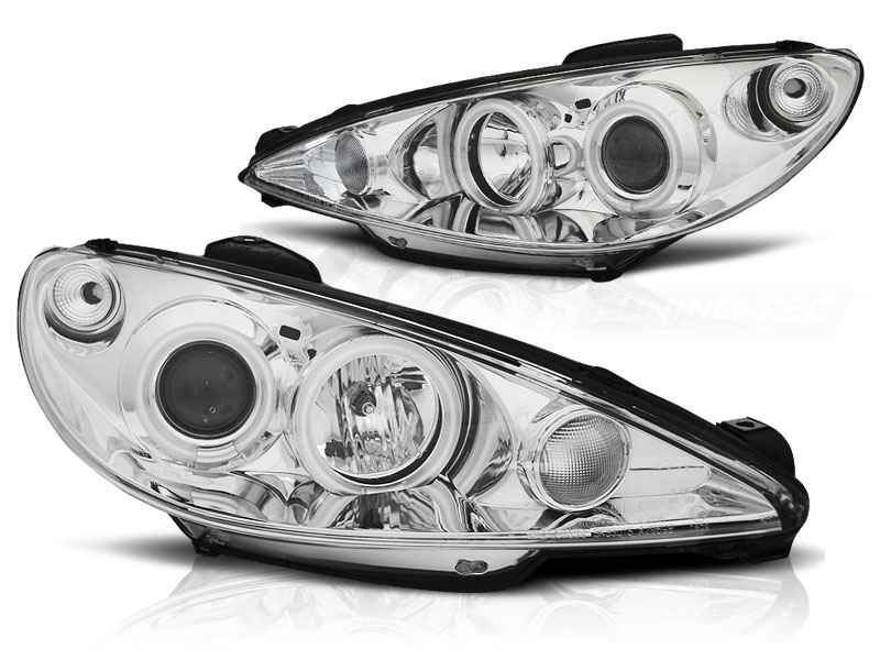 Phares Peugeot 206 02-.. / S16 99-.. Angel Eyes chrome