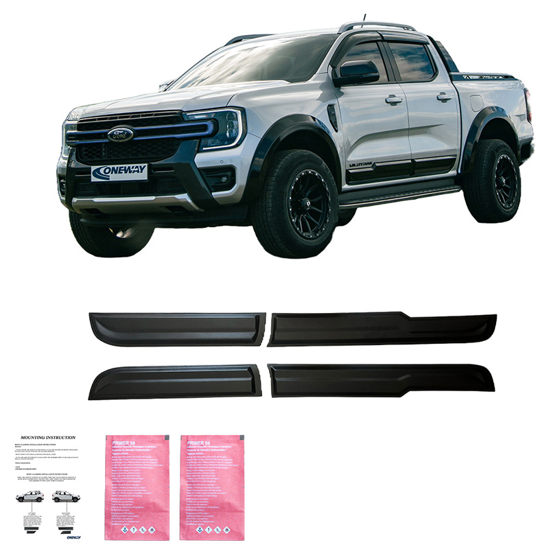 Jeu de baguettes de porte sur mesure pour Ford Ranger T9 2022- - Noir mat
