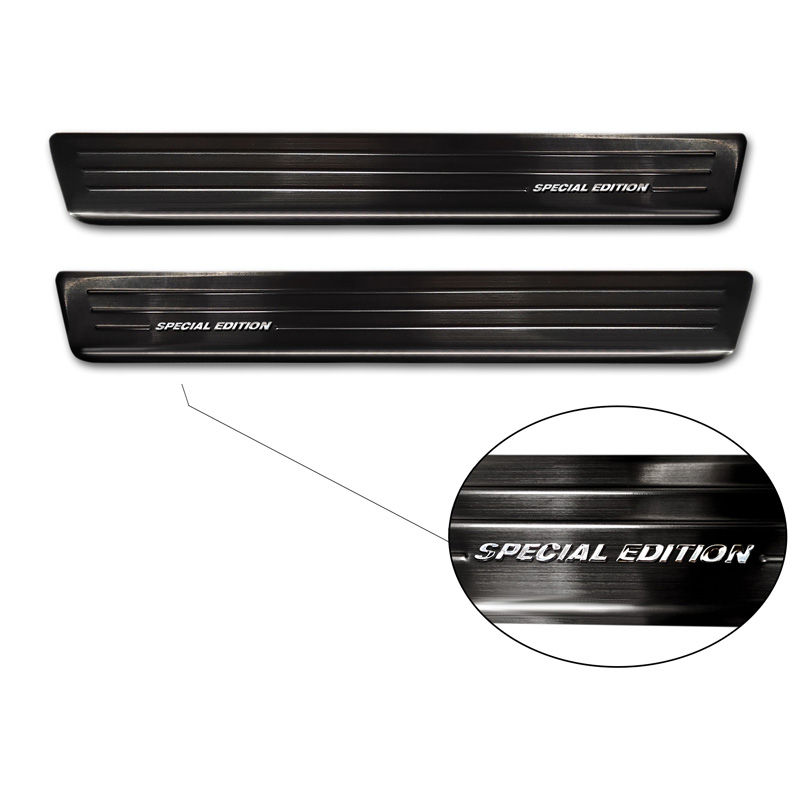 Seuils de portes inox noir sur mesure pour Volkswagen Caddy V 2020- - 'Special Edition' - 2-pièces