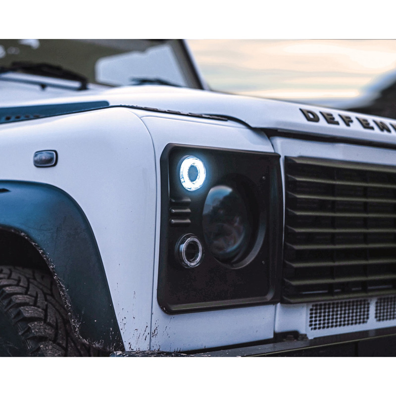 Glohh GL-2 Feux avants LED sur mesure pour Landrover 90/110 1983-1990 & Defender (LD) 1990-2016 - Claire (4-pièces)