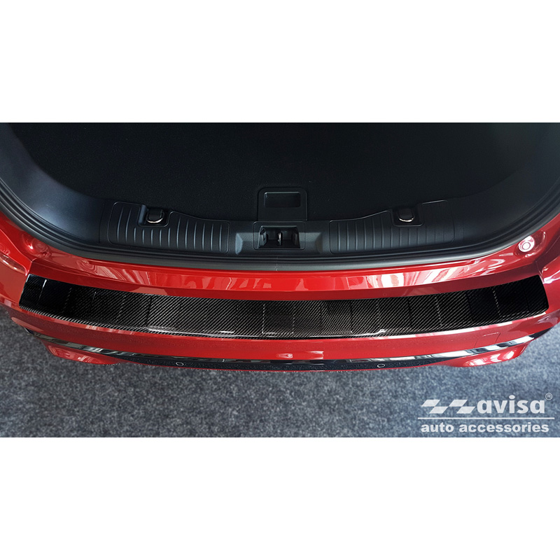 Protection de seuil arrière carboné 3D sur mesure pour Ford Kuga III ST-Line/Vignale/Hybrid 2019-2024 & FL 2024- 'Ribs'