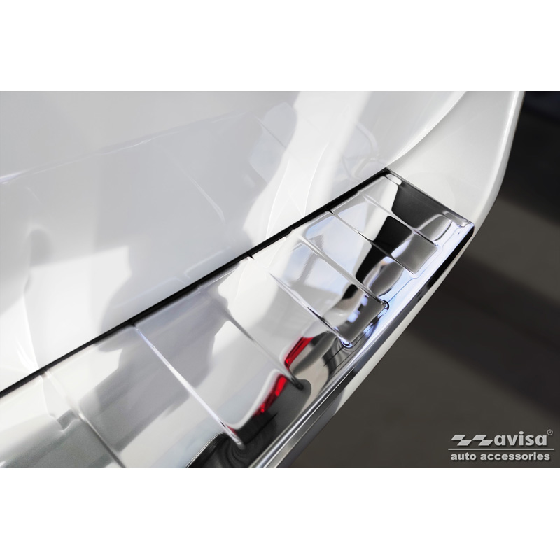 Protection de seuil arrière inox Chrome sur mesure pour Mercedes Vito / Classe-V 2014-2019 & Facelift 2019- 'Ribs' 'XL'