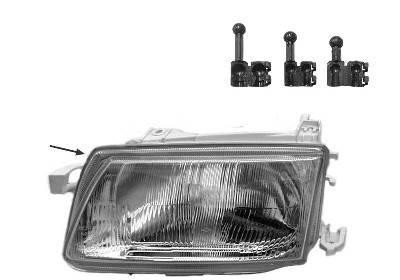 koplamp, H4, elektr verstelb, rechts, 09/1994-Opel Astra F, 1991