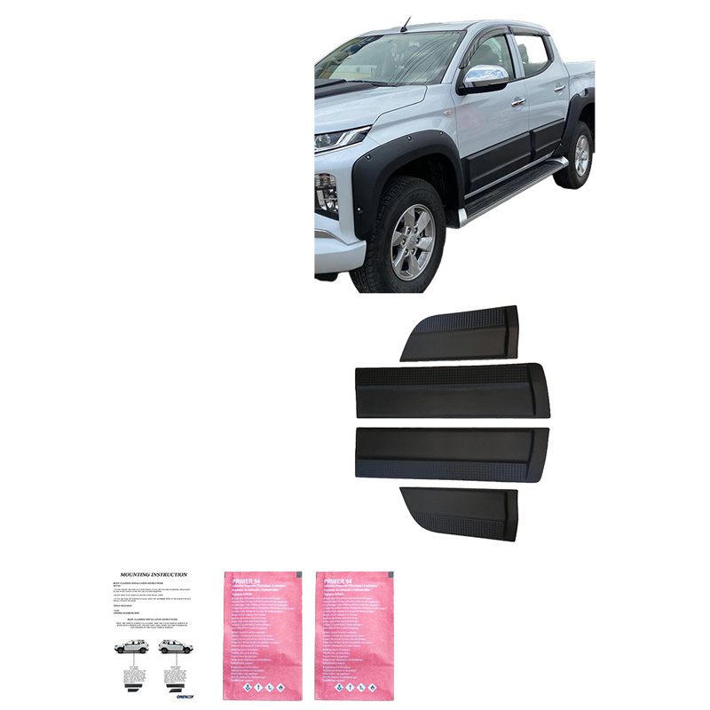 Jeu de baguettes de porte sur mesure pour Mitsubishi L200 Triton 5/6 2015- - Noir mat
