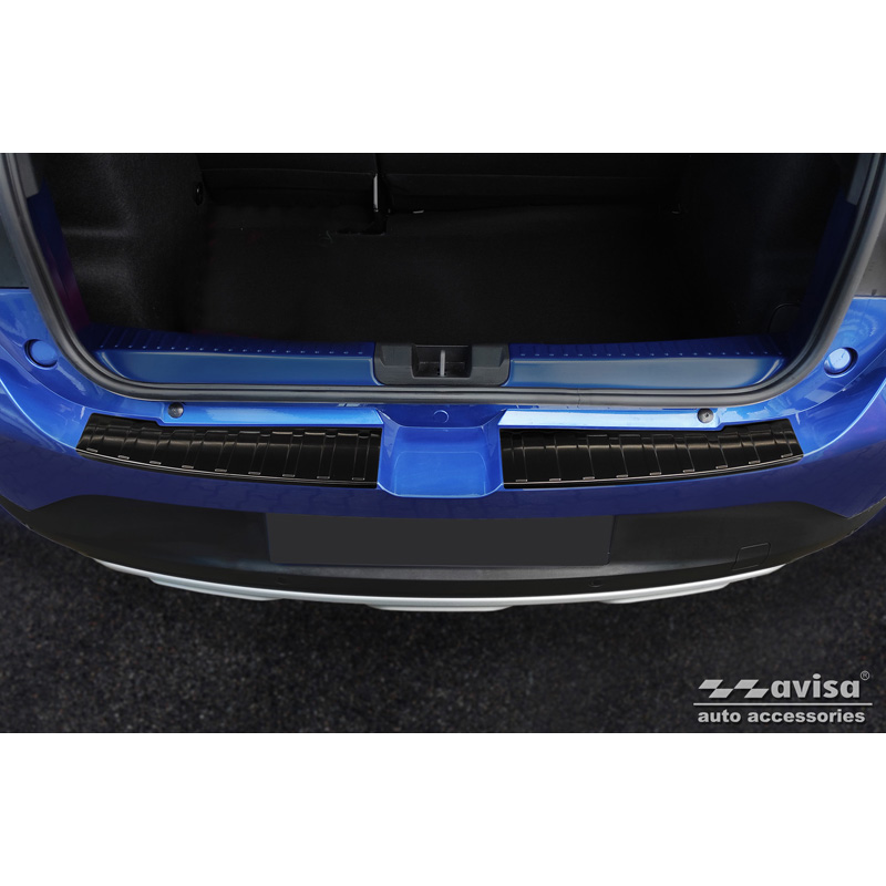 Protection de seuil arrière inox noir sur mesure pour Dacia Sandero III 2020-2022 & Facelift 2022- 'Ribs' incl Stepway (2-pièces)