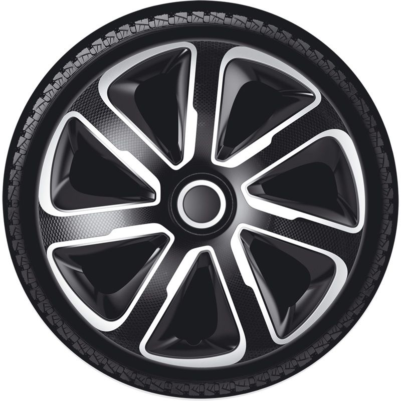 Jeu d'enjoliveurs Livorno 15-inch argent/noir look-carboné