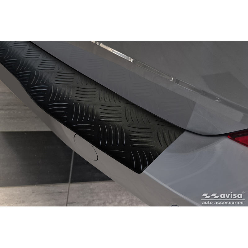 Protection de seuil arrière en aluminium noir mat sur mesure pour Ford Transit Custom & Tourneo Custom (V710) 2023- / Volkswagen Transporter T7 2024- 'Riffled Plate'