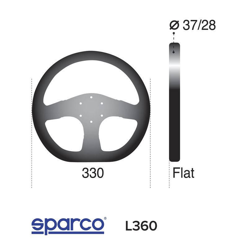 Sparco Volant Universel L360 - Suède Noir - Diamètre 330mm