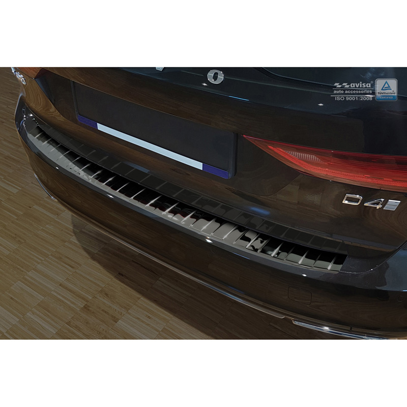 Protection de seuil arrière inox Noir-Chromé sur mesure pour Volvo V90 9/2016- 'Ribs'