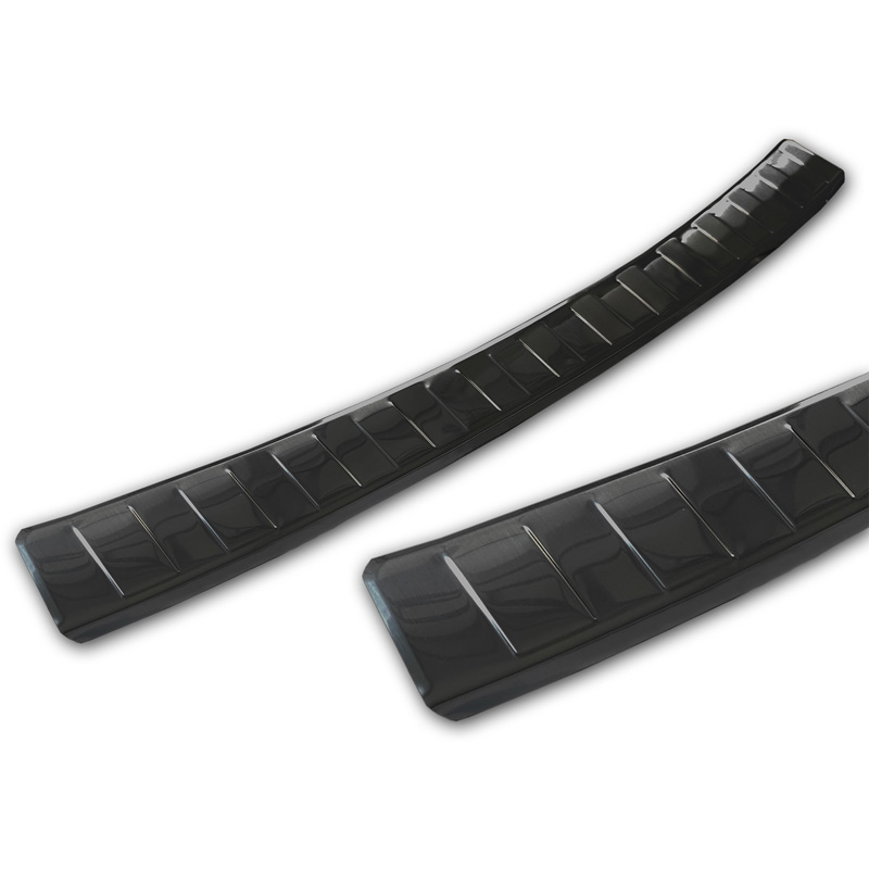 Protection de seuil arrière inox noir sur mesure pour Opel Corsa F Edition/Elegance HB 5-portes 2019- 'Ribs' (excl. Equipment Ultimate)