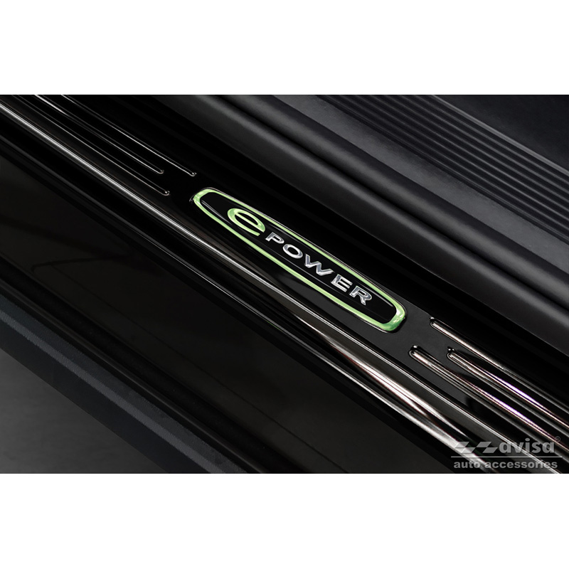 Seuils de portes inoxydable noir sur mesure pour Volkswagen ID.4 2020- 'E-Power' - 4-pièces