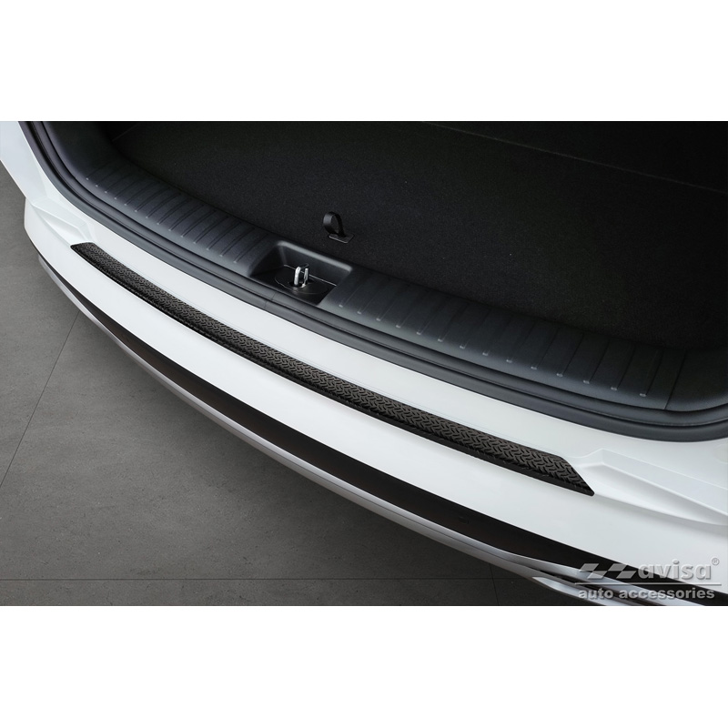 Protection de seuil arrière en aluminium noir mat sur mesure pour Kia Sorento IV 2020- 'Riffled Plate'