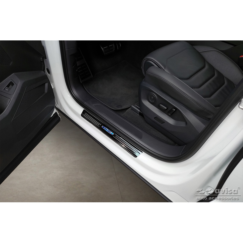 Seuils de portes inoxydable noir sur mesure pour Volkswagen Touareg III 2018- 'Hybrid' - 4-pièces