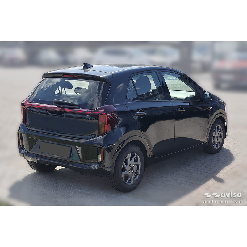 Avisa Protection de Seuil de Coffre Acier Inox sur mesure pour Kia Picanto III Facelift 2024- - Noir Mat