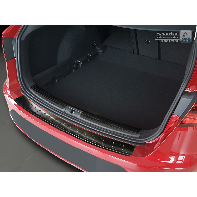 Protection de seuil arrière inox noir sur mesure pour Seat Leon (5F) ST 2013-2017 & 2017- 'Ribs'