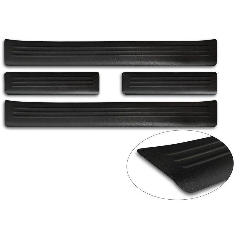 Avisa Seuils de portes inoxydable noir mat sur mesure pour Citroën C3 IV 2024- - 'Lines' - 4-pièces