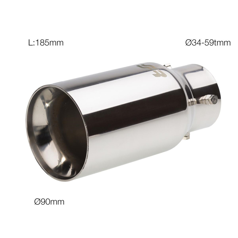 Simoni Racing Embout d'Échappement Rond/Droit Inox - Ø90xL185mm - Montage 34-59mm