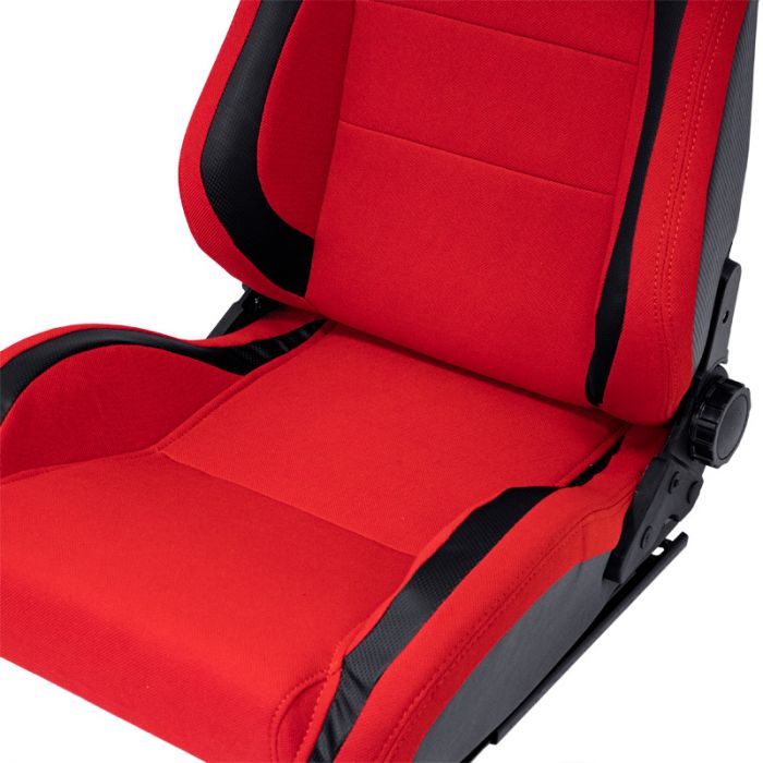 Siège baquet 'MS' - Noir/Rouge - Dossier réglable - incl. glissières