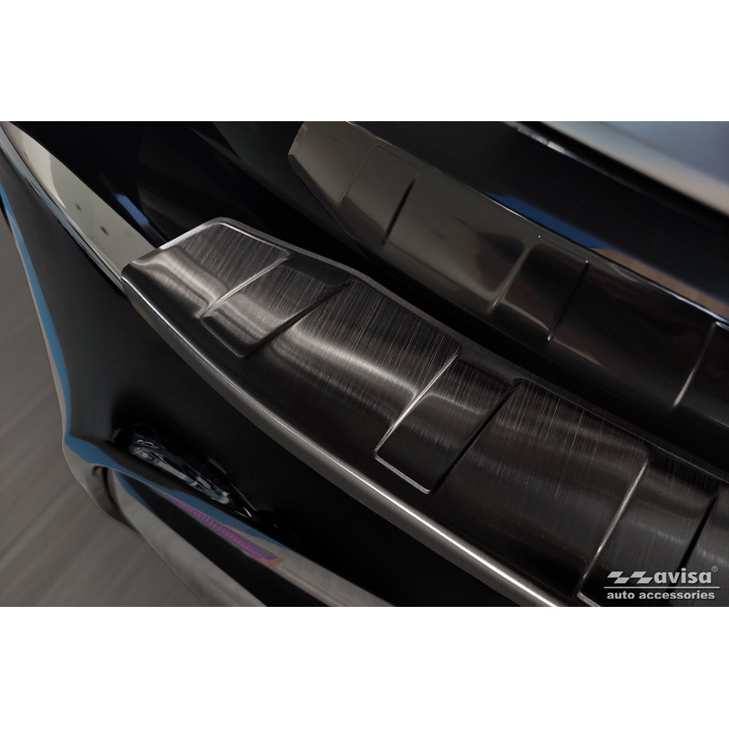 Protection de seuil arrière inox noir sur mesure pour BMW i3 (i01) Facelift 2017- 'Ribs'