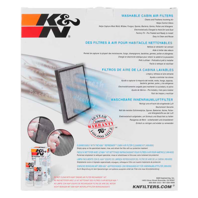 K&N Filtre à Air d'Habitacle sur mesure pour Mercedes E/GLE (W213/A238/C238) / GLC (X166/C253/X253) / ML (W166) (VF2068)