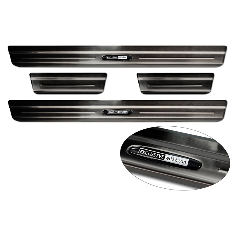 Seuils de portes inoxydable noir sur mesure pour Volkswagen Taigo 2021- 'Exclusive Edition' - 4-pièces