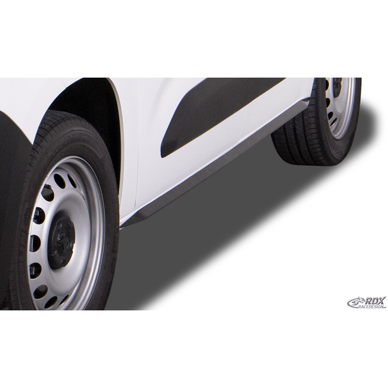 Jupes latérales sur mesure pour Citroën Berlingo / Peugeot Partner & Rifter / Opel Combo / Toyota ProAce City & ProAce City Verso 2018- 'Slim' (ABS noir luisant)