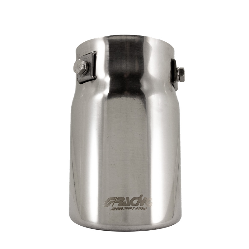 Simoni Racing Embout d'Échappement Rond/Oblique Inox - Ø76xL128mm - Montage ->68mm.