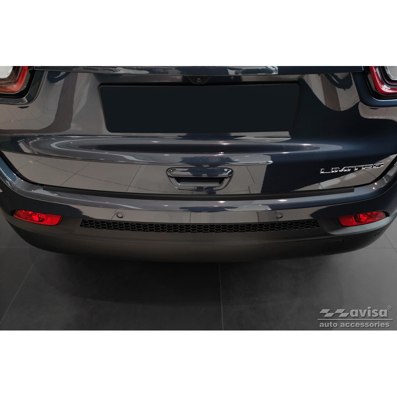 Protection de seuil arrière inox noir mat sur mesure pour Jeep Compass 2017- 'Ribs'