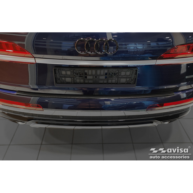 Protection de seuil arrière inox noir sur mesure pour Audi Q7 (4M) 2015-2019 & FL 2019- incl. S-Line