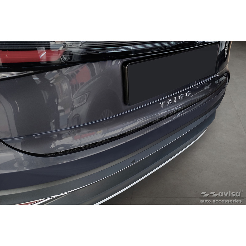 Protection de seuil arrière carboné 3D sur mesure pour Volkswagen Taigo 2021- 'Ribs'