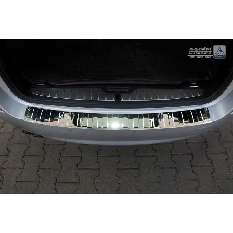 Protection de seuil arrière inox Chrome sur mesure pour BMW Série 5 F11 Touring (incl. Paquet M) 2010- 'Ribs'