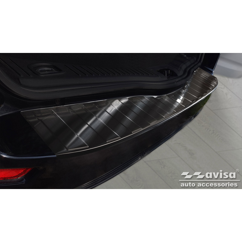 Protection de seuil arrière inox noir sur mesure pour Ford Mondeo IV Wagon Facelift 2010-2014 'Ribs'