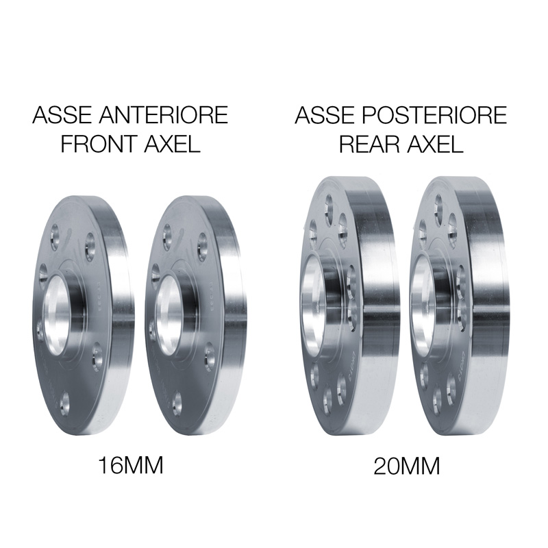 Simoni Racing Kit d'Élargisseurs de Roue en aluminium - 2x16mm(AV) - 2x20mm(AR) (Moyeu 58,1mm) avec boulons de roue - sur mesure pour Fiat divers